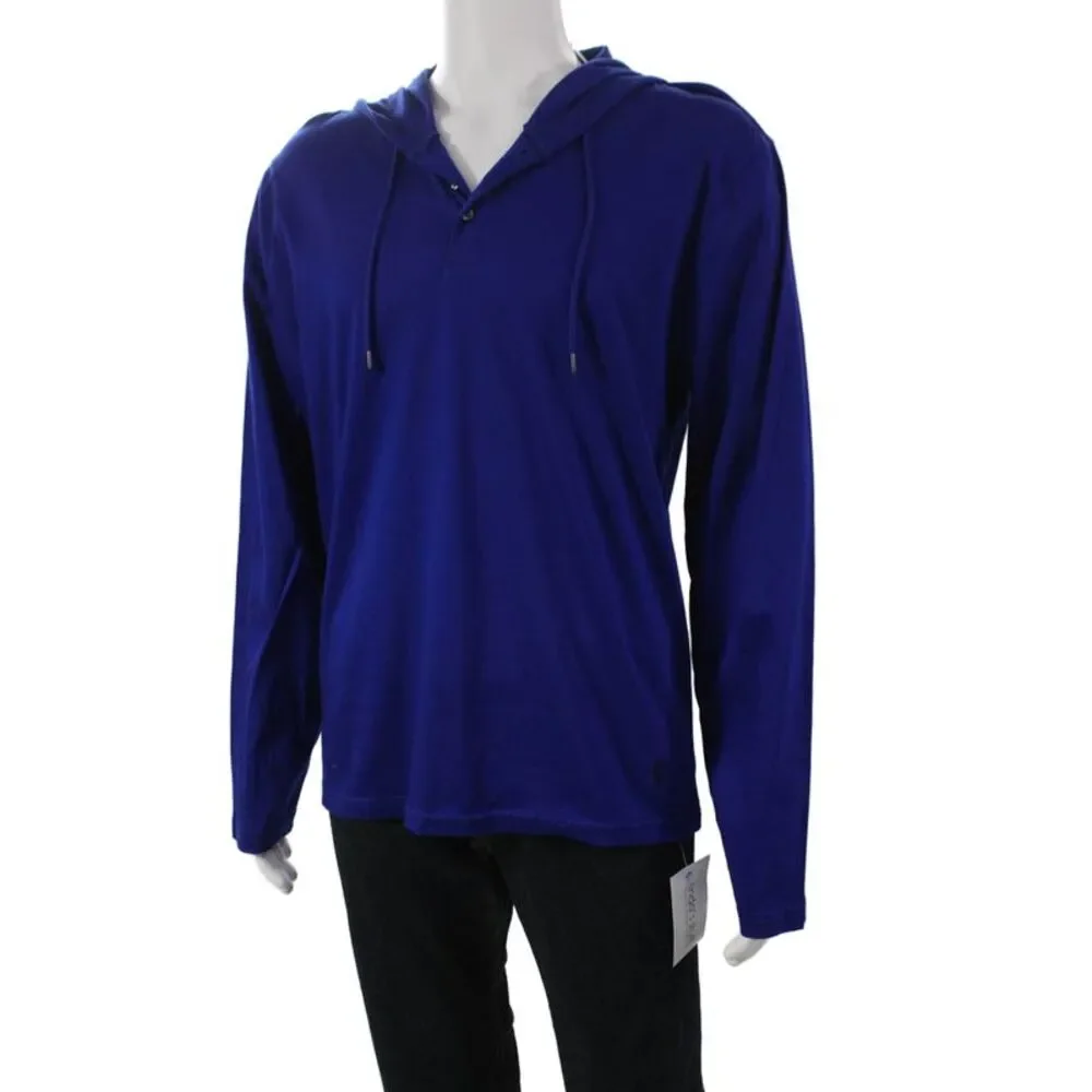 Polo Ralph Lauren Mens Blue Henley Shirt Long Sleeve Mercerized Cotton Size XL